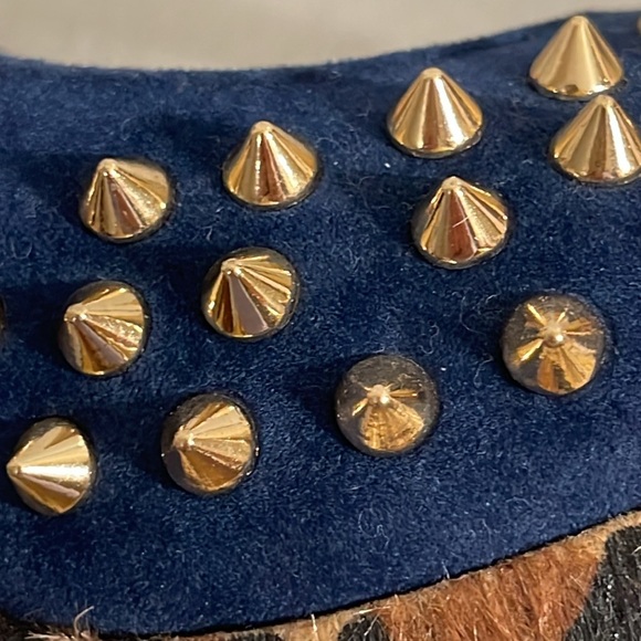 Lady peep studded leopard blue suede open toe heels - Picture 12 of 14